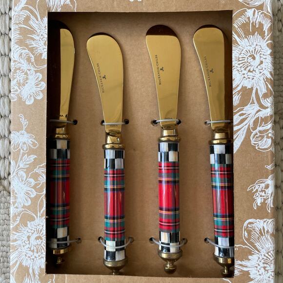 Mackenzie Childs Supper Club Spreaders Set Tartastic NEW - Picture 8 of 8
